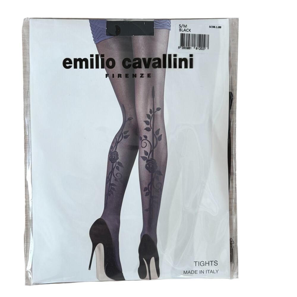 Emilio Cavallini Firenze Black Tights Style 5C98.1.88 Womens Size M/L NEW